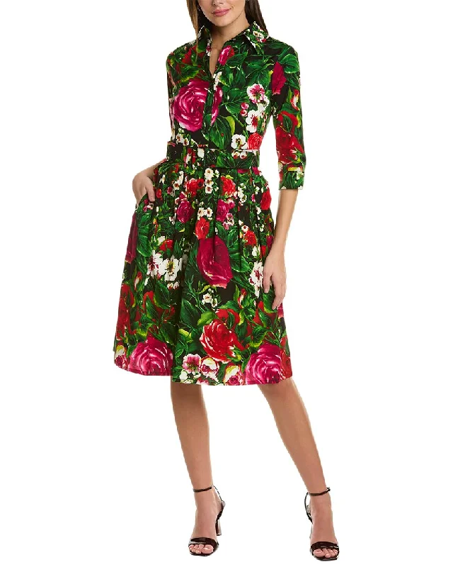 Bold Printed Shirt Dress-Samantha Sung Audrey 1 3/4-Sleeve Shirtdress