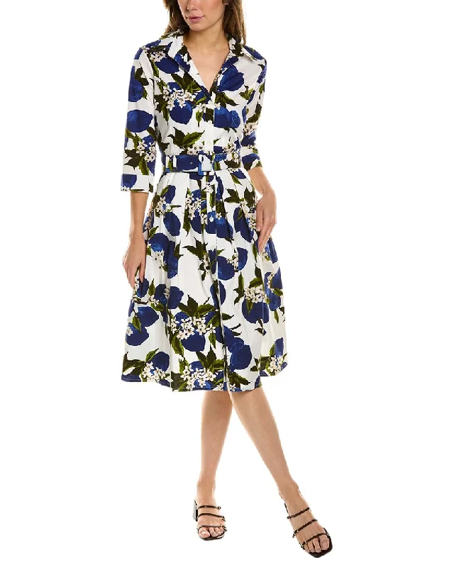 Easy-to-wear Shirt Dress-Samantha Sung Audrey 1 3/4-Sleeve Shirtdress