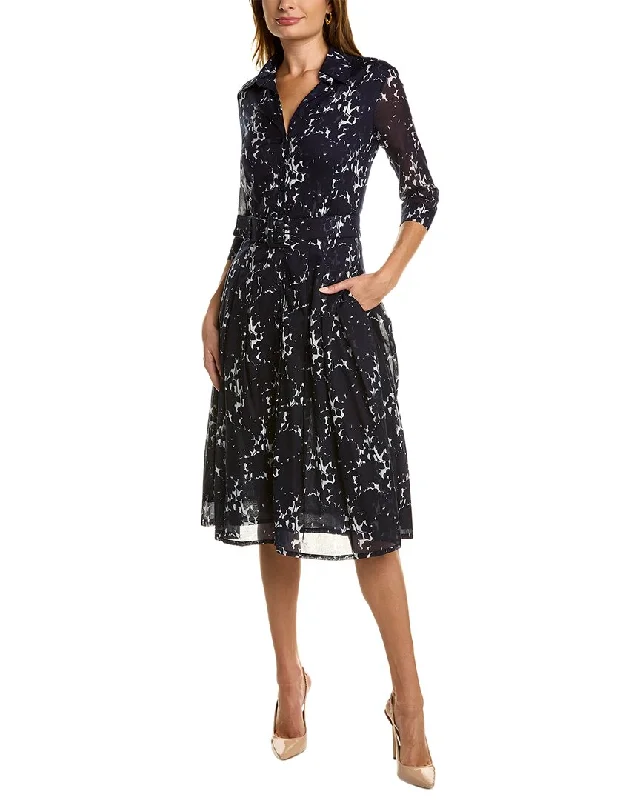 Comfortable Work Shirt Dress-Samantha Sung Audrey 2 3/4-Sleeve Shirtdress