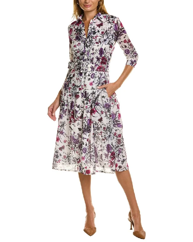Women's Office Shirt Dress-Samantha Sung Audrey 3 Silk Shirtdress