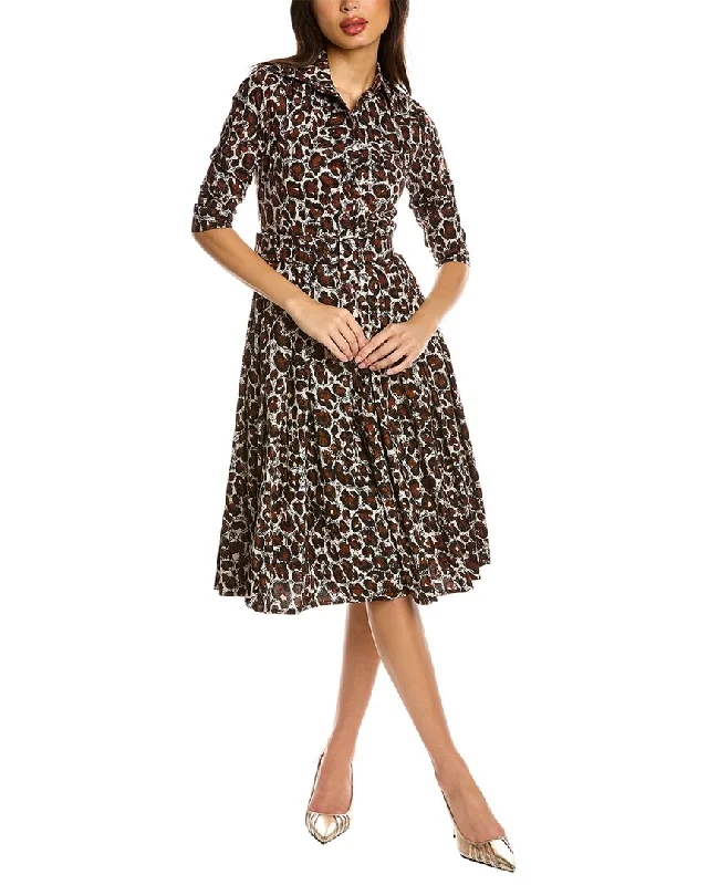 Comfortable Women's Plaid Shirt Dress-Samantha Sung Patricia Wool & Silk-Blend Shirtdress