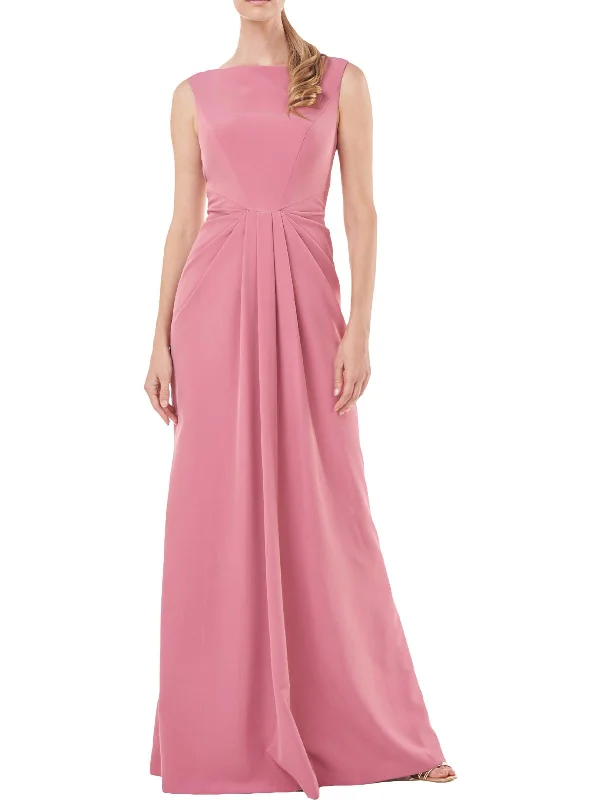 Feather Detail Party Dress for Luxe Glam -Sansa Womens Sleeveless Maxi Evening Dress