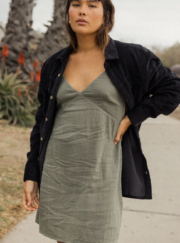 Satin Green Slip Dress -Women's Silk Slip Dress for Event -Santorini Slip Dress II Dress - Agave Green