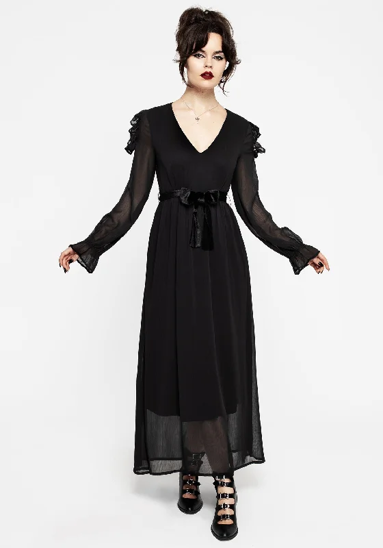 Women's Off-the-shoulder Boho Maxi Dress-Scorn Cold Shoulder Maxi Dress