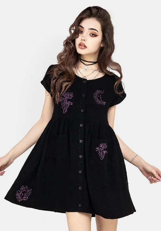 Women's Spaghetti Strap Lace Mini Dress-Scutellaria Embroidered Button Up Mini Dress