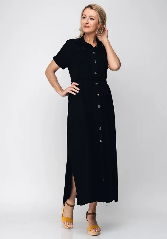 Formal Shirt Dress-Seventy1 One Size Shirt Dress, Black