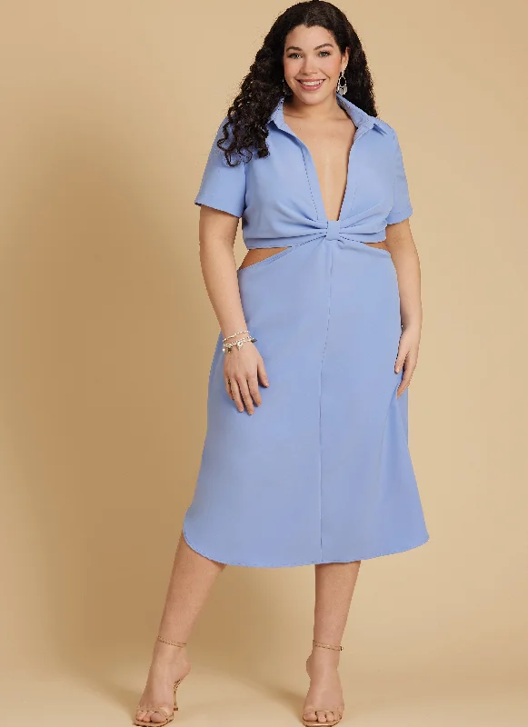 Simple Casual Shirt Dress-McCall's sewing pattern 8404 Knotted shirt dress