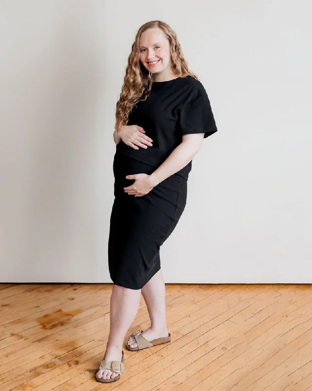 Maternity Dresses for Date Night -Short Sleeve 2-Piece Rib Knit Maternity to Nursing Dress Maternity Dresses for Date Night -Short Sleeve 2-Piece Rib Knit Maternity to Nursing Dress