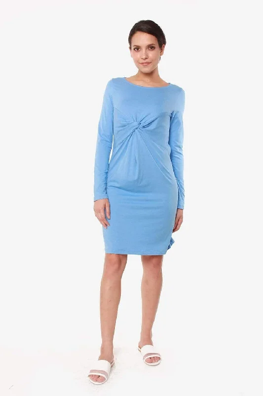 Maternity Dresses with Flared Skirt for Comfort -Long Sleeves Beatrisa Twisted Maternity Dress Perry Maternity Dresses with Flared Skirt for Comfort -Long Sleeves Beatrisa Twisted Maternity Dress Perry