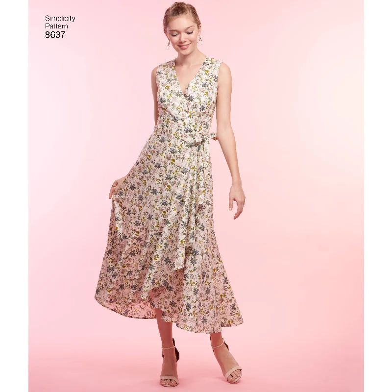 Wrap Dress with Ruffled Hemline -Sleeveless Wrap Dress with A-line Skirt -Simplicity Pattern 8637 wrap dresses. Wrap Dress with Ruffled Hemline -Sleeveless Wrap Dress with A-line Skirt -Simplicity Pattern 8637 wrap dresses.