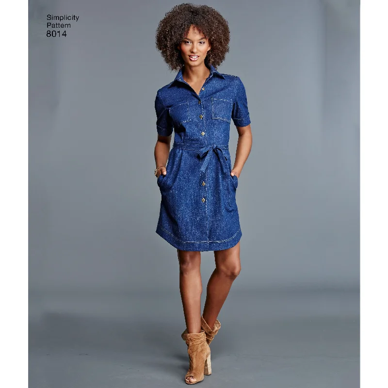 Sleeveless A-line Shirt Dress-Simplicity Vintage Shirt Dress S8014