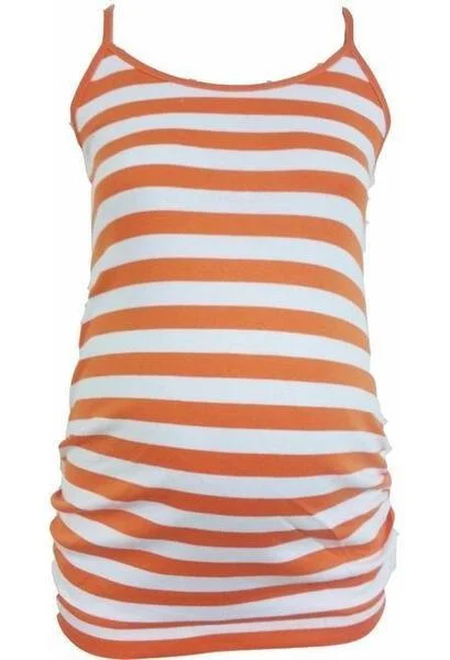 Maternity Dresses with Lace Overlay -Sleeveless Carly Maternity Top Stripe Tank Orange Maternity Dresses with Lace Overlay -Sleeveless Carly Maternity Top Stripe Tank Orange