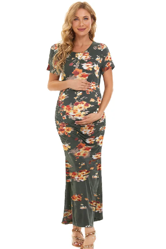 Maternity Dresses for Baby Shower Guests -Smallahow Short Sleeve Floral Maternity Maxi Dress Maternity Dresses for Baby Shower Guests -Smallahow Short Sleeve Floral Maternity Maxi Dress