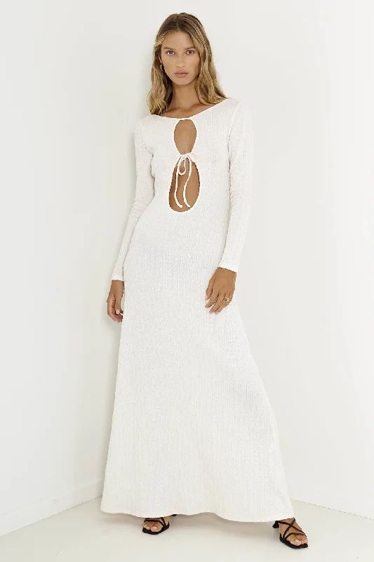 Women's Button Front Maxi Dress-SNDYS Tallulah Maxi Dress White