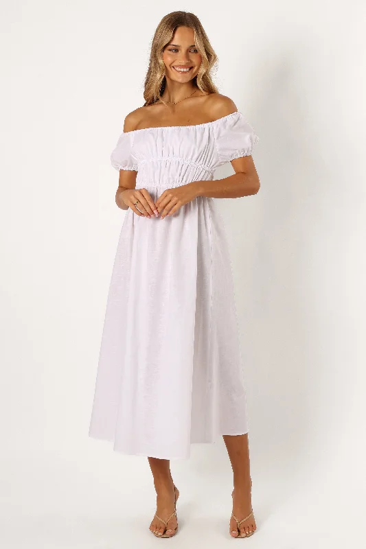 Women's Off-shoulder Party Maxi Dress-Sofia Maxi Dress - White