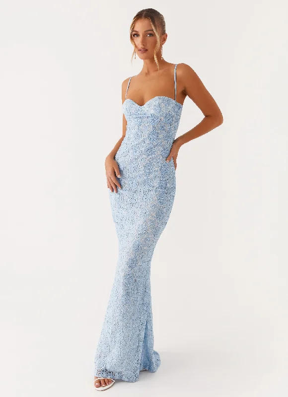 Women's Crinkle Maxi Dress-Sonia Maxi Dress - Blue