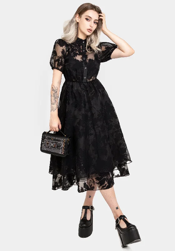 Woven Shirt Dress-Spectre Layered Midi Shirt Dress