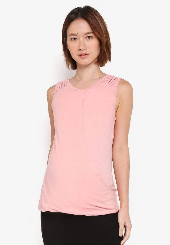 Women's Tie-back Top -Celyn Overlap Tee Coral Blush