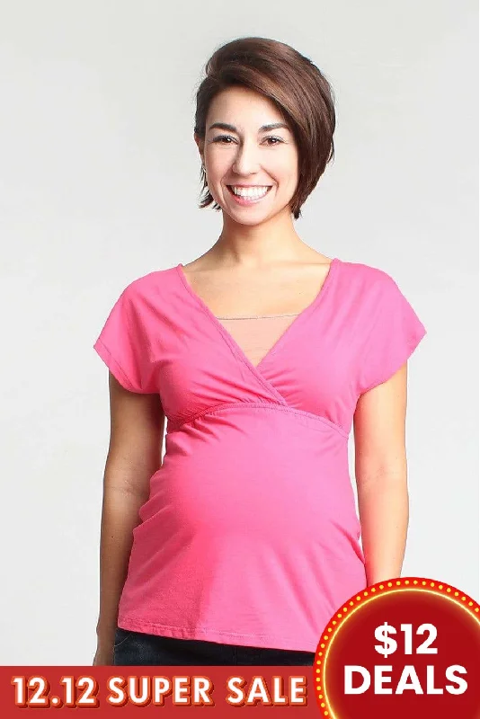 Women's Summer Top -Carrie Bamboo Cotton Nursing Top Fuchsia