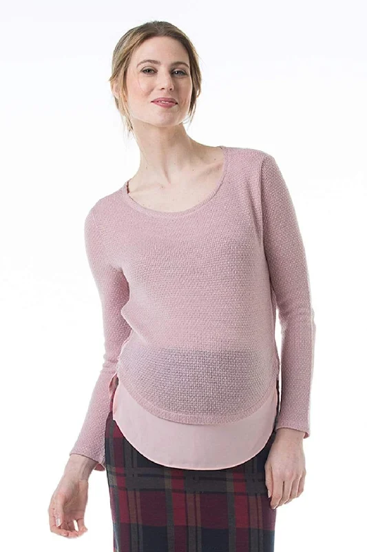 Women's Flared Top -Cody Side Zipper Nursing Top Pink