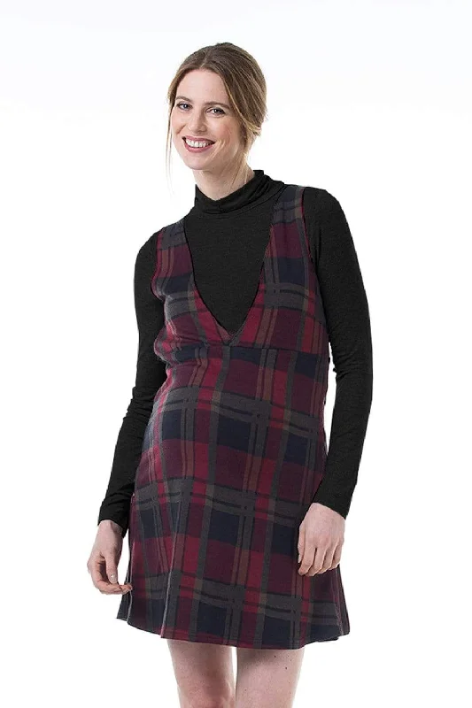Maternity Dresses with Drape Neckline -Coralia V-Neck Plaids Maternity Dress Maroon Maternity Dresses with Drape Neckline -Coralia V-Neck Plaids Maternity Dress Maroon