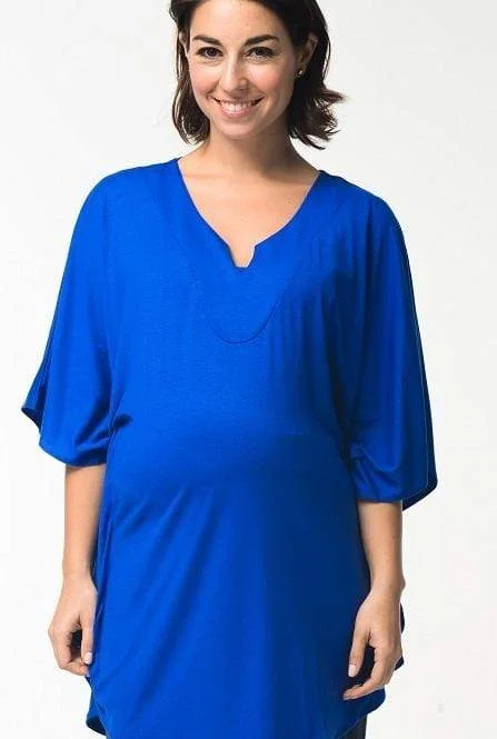 Maternity Dresses with Tiered Skirt for Movement -Madeira Y-Neck Maternity Top Ryl