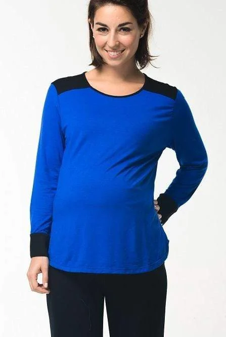 Maternity Dresses for Winter Season -Maggie Contrast Maternity Top Ryl