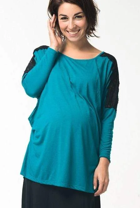 Trendy Maternity Dresses for Everyday Comfort -Maddie Maternity Top Teal