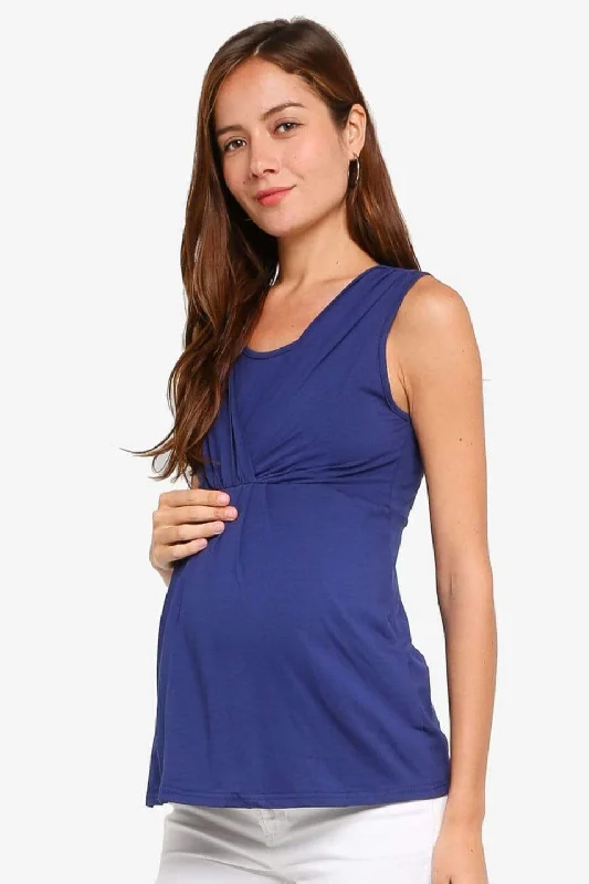 Women's High Neck Top -Alexandra Empire Nursing Top Navy