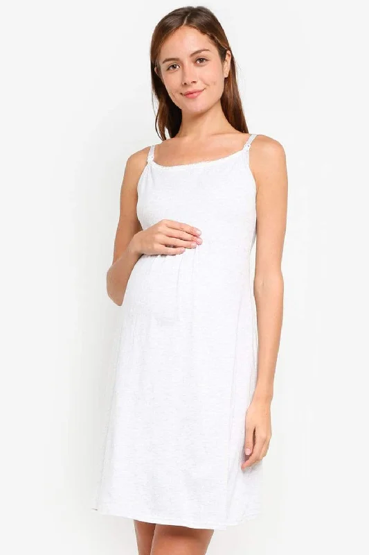 Maternity Dresses with Slim Fit -Jenna Sleeveless Maternity and Nursing Gown H.Grey Maternity Dresses with Slim Fit -Jenna Sleeveless Maternity and Nursing Gown H.Grey