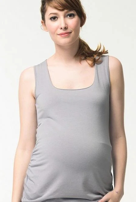 Comfortable Maternity Dresses for Daily Wear -Patty Bamboo Cotton Tank Maternity Top Grey Comfortable Maternity Dresses for Daily Wear -Patty Bamboo Cotton Tank Maternity Top Grey