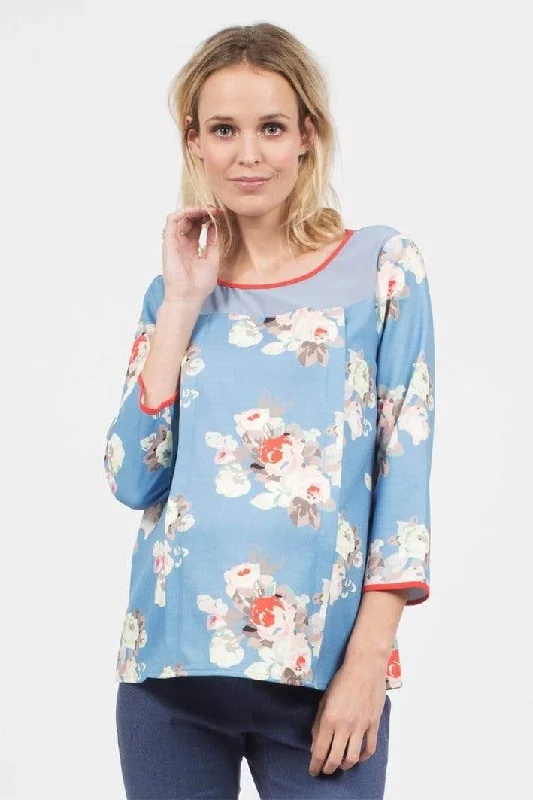 Women's Oversized Long Sleeve T-shirt -Belen Printed Long Sleeve Nursing Top Periwinkle Floral Women's Oversized Long Sleeve T-shirt -Belen Printed Long Sleeve Nursing Top Periwinkle Floral