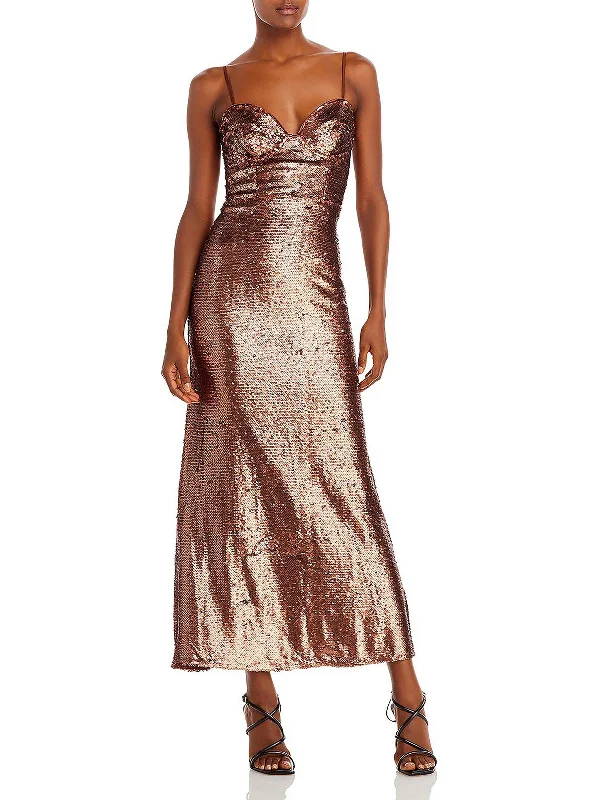 Lace Detail Party Dress for Sophisticated Touch -Stasia Womens Sequined Formal Evening Dress