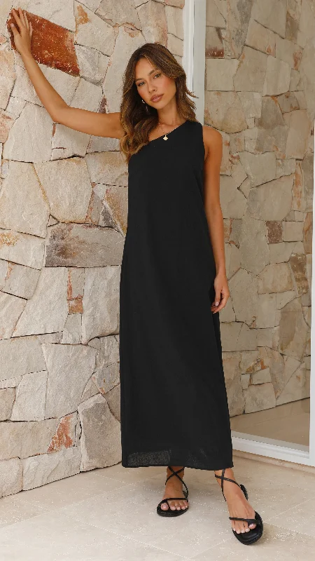 Women's Tunic Maxi Dress-Stormi Maxi Dress - Black