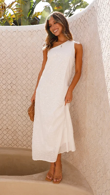 Women's Printed Halter Maxi Dress-Stormi Maxi Dress - White