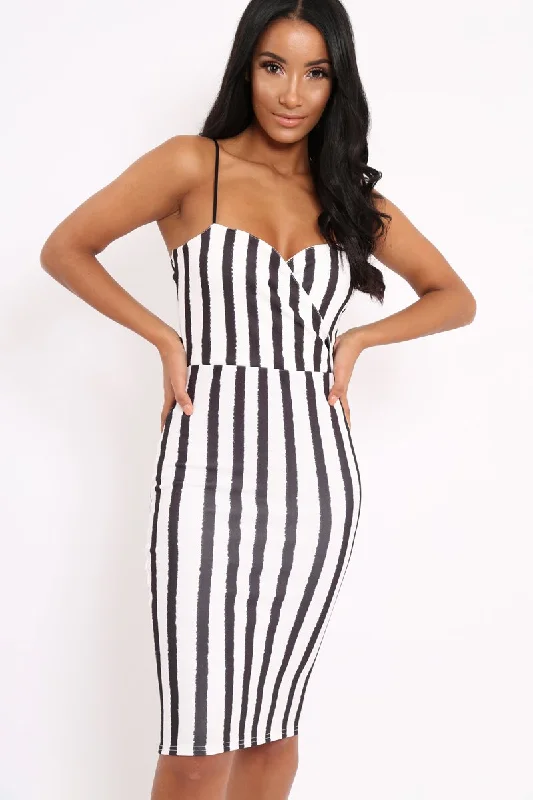 Short Pink Bodycon Dress -Stripe Wrap Front Bodycon Dress - Tiniqua