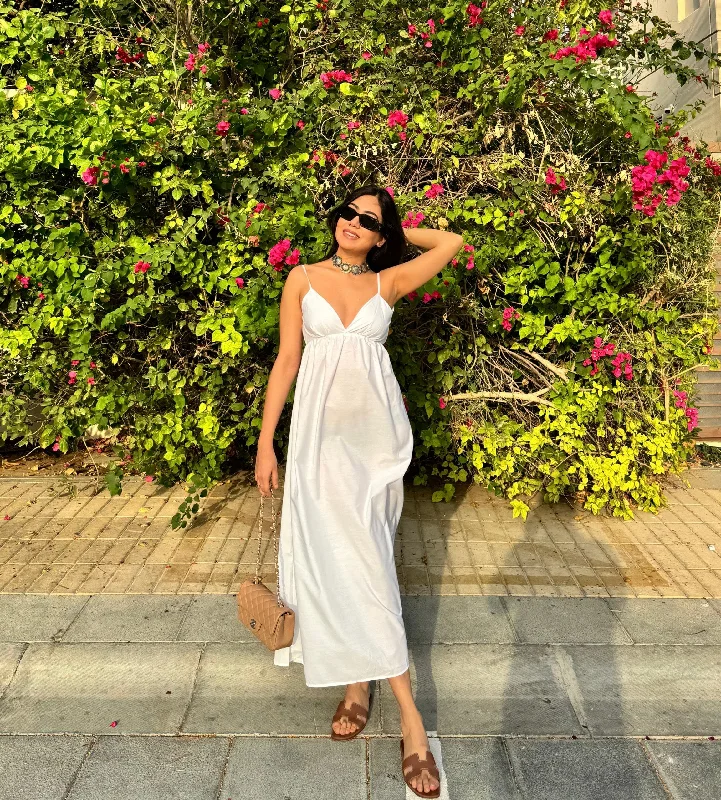 Women's Cozy Maxi Dress-Summer Dream Maxi Dress in White