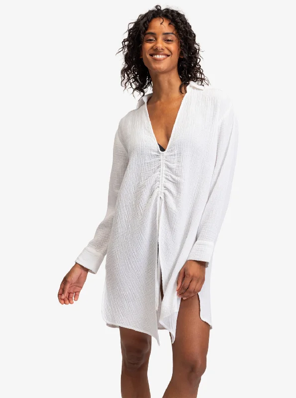 Day-to-night Shirt Dress-Summer Limonade Shirt Dress - Bright White