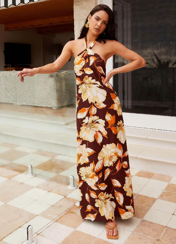 Women's Satin Wrap Maxi Dress-Golden Child Linen Maxi Dress