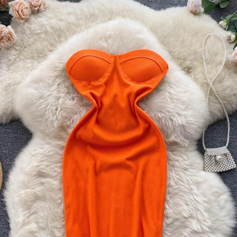 Stylish Black Bodycon Dress -Suzie Tube Bodycon Dress In Orange