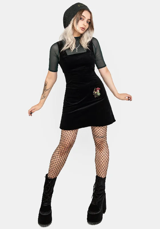 Women's Striped Mini Dress-Swamplife Embroidered Cord Mini Pinafore Dress