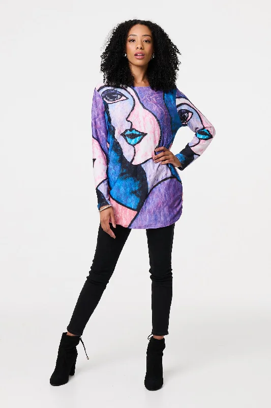 Women's Halter Top -Abstract Sequin Detail Tunic Top