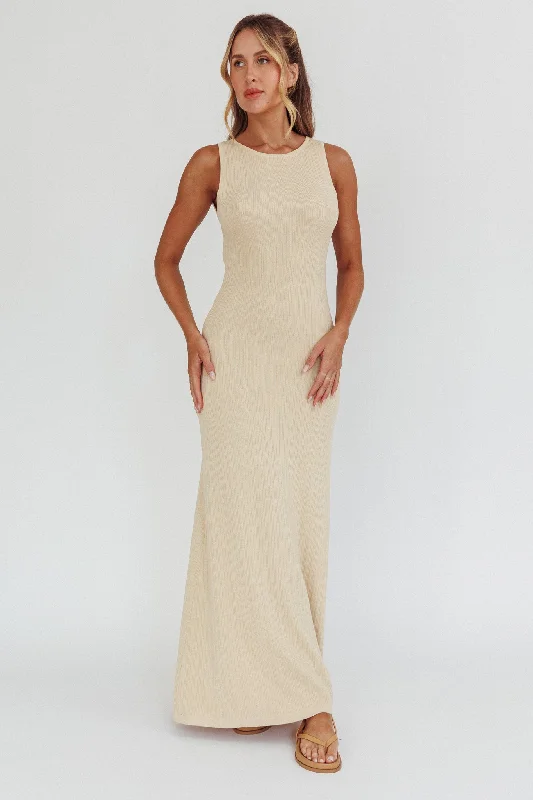 Women's Black Maxi Dress-Tarli Low Back Maxi Dress Butter