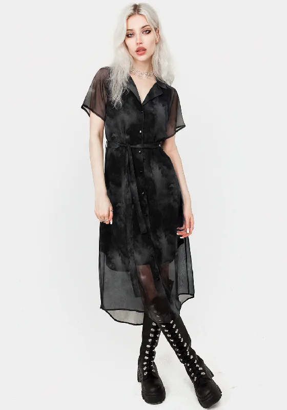 Plaid Button-up Shirt Dress-Tempest Midi Tie Waist Shirt Dress