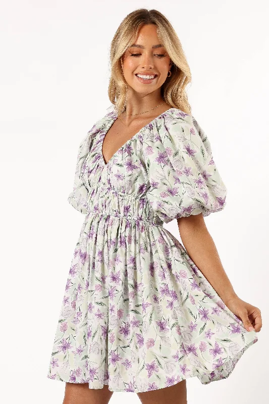 Women's Solid Color Mini Dress-Tenaya Mini Dress - Lavender