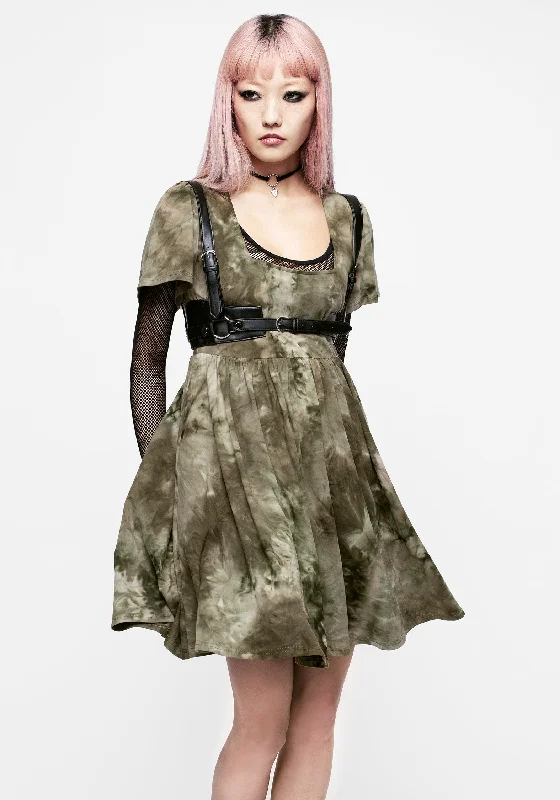 Women's Ribbed Mini Dress-Tenebris Mini Smock Dress