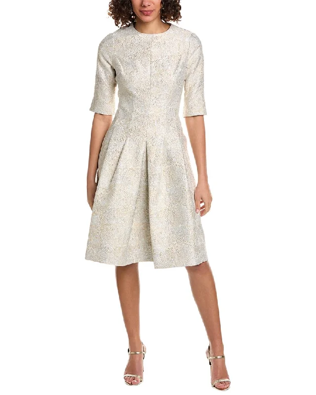 V-neck Sequin Party Dress for Glamorous Night -Teri Jon by Rickie Freeman Jacquard Cocktail Dress