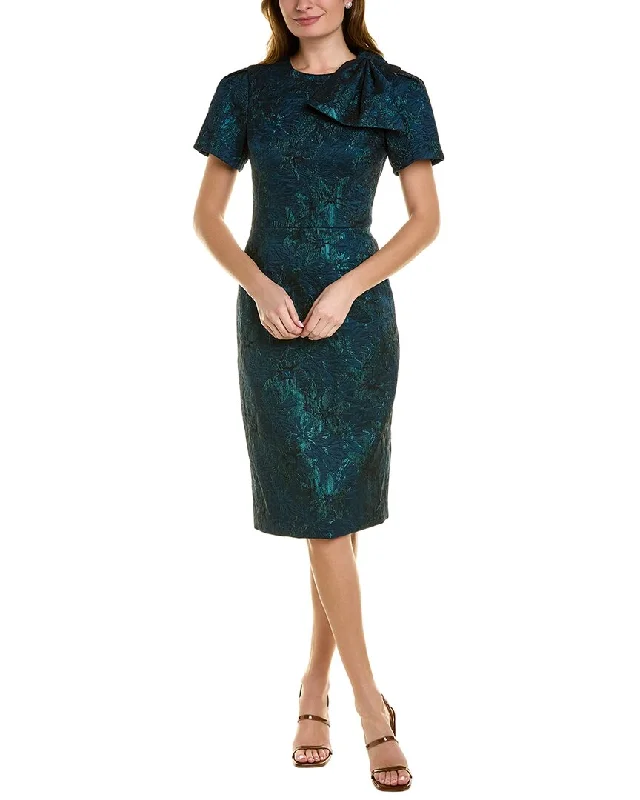 Elegant Emerald Green Party Dress for Formal Night -Teri Jon by Rickie Freeman Metallic Jacquard Cocktail Dress Elegant Emerald Green Party Dress for Formal Night -Teri Jon by Rickie Freeman Metallic Jacquard Cocktail Dress