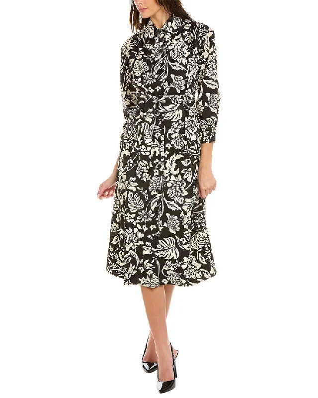 Stylish Belted Shirt Dress-Teri Jon by Rickie Freeman Pintuck Shirtdress