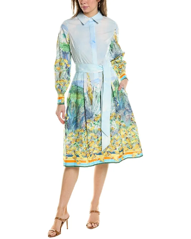 Women's Plaid Shirt Dress with Belt-Teri Jon by Rickie Freeman Scenic Shirtdress